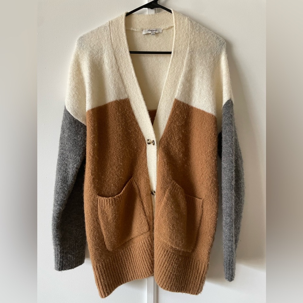 Madewell Double-Button Cardigan Sweater in Colorblock